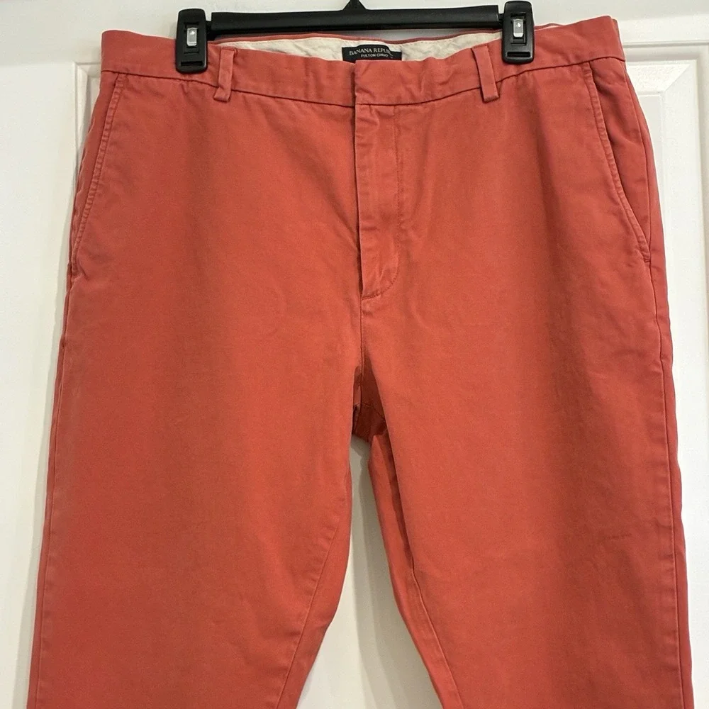 Banana Republic Fulton Skinny Chino Pants Mens 36x30 Nantucket Red 100% Cotton